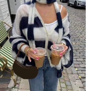 Sandy Striped Button Up Sweater Cardigan